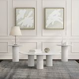 Astoria Round Genuine Marble Coffee Table & End Table Sets - 3pcs- Coffee Table + 2 End Tables