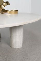 Astoria Round Genuine Marble Coffee Table & End Table Sets - Fluted Pedestal Bases in White – view 8