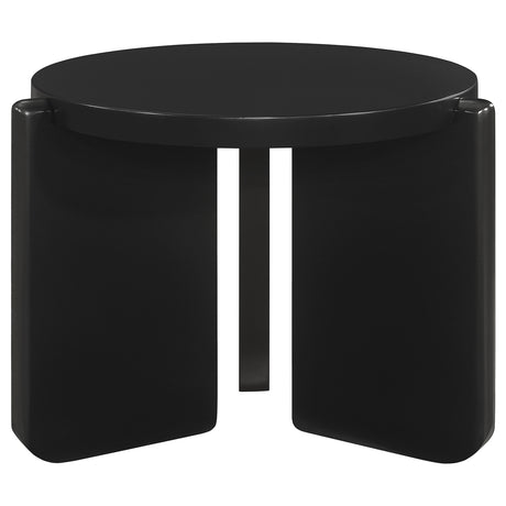 Cordova Round Solid Wood Coffee Table, End Table & Sets - Bold Modern Design in Black – view 11