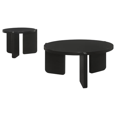 Cordova Round Solid Wood Coffee Table, End Table & Sets - Bold Modern Design in Black – view 15