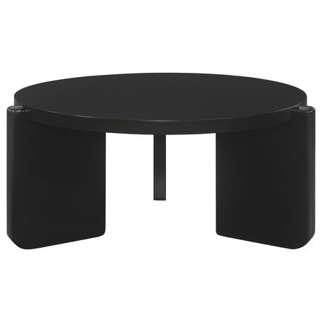 Cordova Round Solid Wood Coffee Table, End Table & Sets - Bold Modern Design in Black – view 7