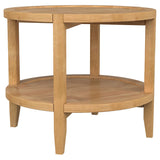 Camillo Round Coffee Table & End Table Sets - Modern Farmhouse Solid Rubberwood with Tray-Edge Shelf in Maple – view 14