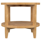 Camillo Round Coffee Table & End Table Sets - Modern Farmhouse Solid Rubberwood with Tray-Edge Shelf in Maple – view 17