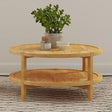 Camillo Round Coffee Table & End Table Sets - Modern Farmhouse Solid Rubberwood with Tray-Edge Shelf in Maple – view 1