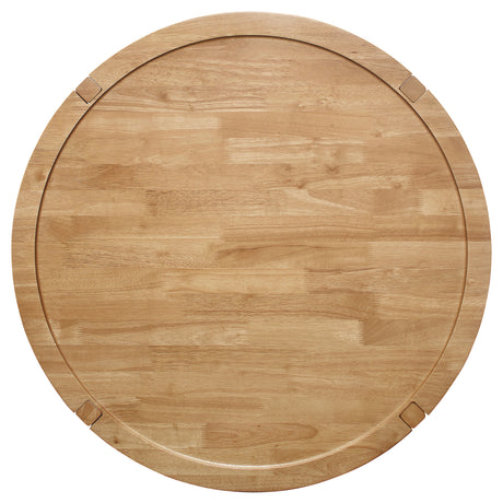 Camillo Round Coffee Table & End Table Sets - Modern Farmhouse Solid Rubberwood with Tray-Edge Shelf in Maple – view 11