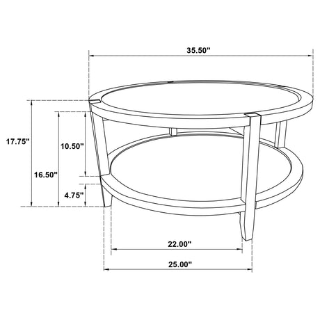 Camillo Round Coffee Table & End Table Sets - Modern Farmhouse Solid Rubberwood with Tray-Edge Shelf in Maple – view 12