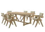 Malibu 7-Piece Transitional Rectangle Dining Room Set, Ideal for Kitchen or Dining Areas in Kepler Driftwood