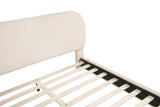 Cteris Queen Fleece Upholstered Bed Frame, Curved Side Rails and Footboard in Cream - close-up