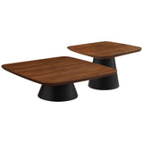 Eason 2-Piece Nesting Coffee Table Set - Walnut Square Tops on Black Conical Bases – view 2