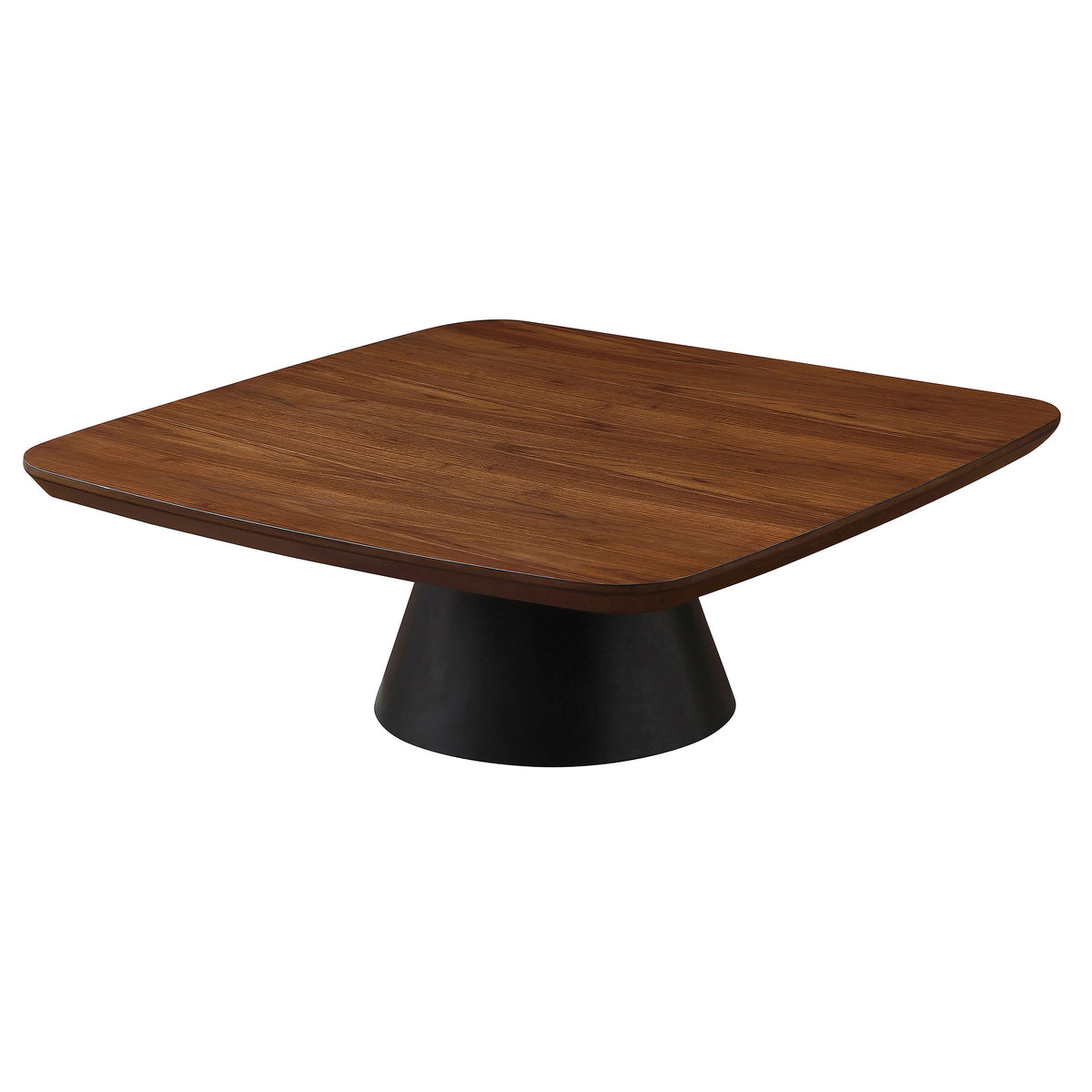 Eason 2-Piece Nesting Coffee Table Set - Walnut Square Tops on Black Conical Bases – view 5