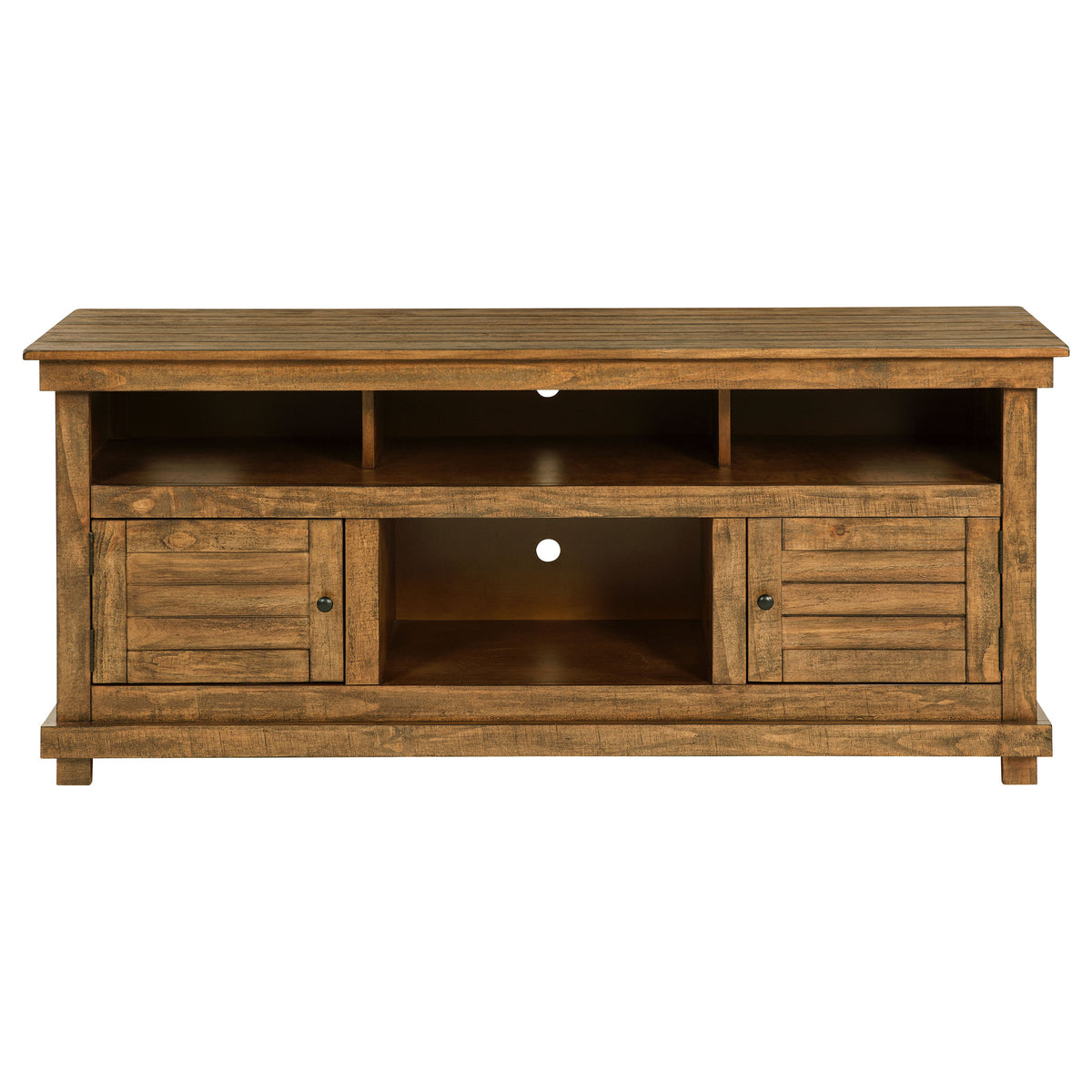 Payne 60" Farmhouse TV Stand with Open Shelves - Distressed Brown Pine for TVs up to 65" – view 3