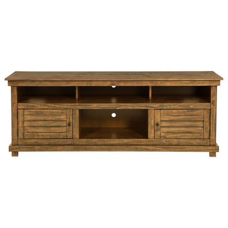 Payne 70" Farmhouse TV Stand - Two Cabinets & Open Shelves in Distressed Brown, Fits TVs up to 75" – view 3