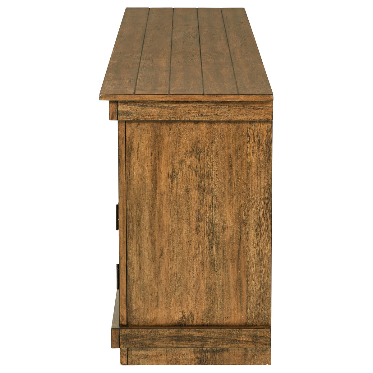 Payne 70" Farmhouse TV Stand - Two Cabinets & Open Shelves in Distressed Brown, Fits TVs up to 75" – view 6