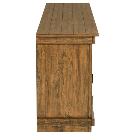 Payne 70" Farmhouse TV Stand - Two Cabinets & Open Shelves in Distressed Brown, Fits TVs up to 75" – view 10