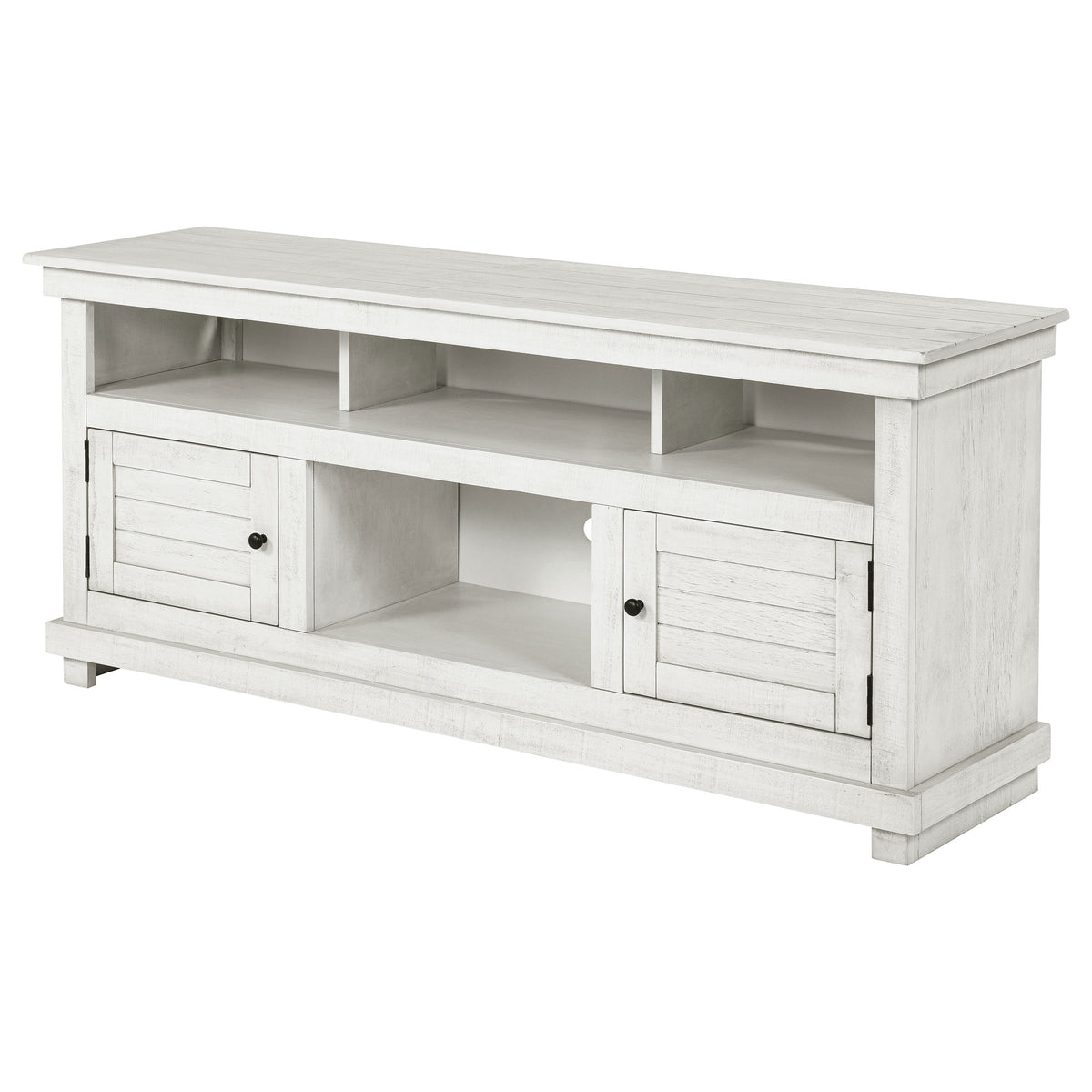 Payne 60" Farmhouse TV Stand - Distressed White Media Console with Open Shelves, Fits TVs up to 65" – view 5
