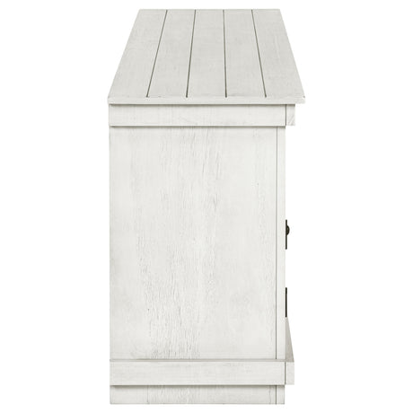 Payne 60" Farmhouse TV Stand - Distressed White Media Console with Open Shelves, Fits TVs up to 65" – view 10