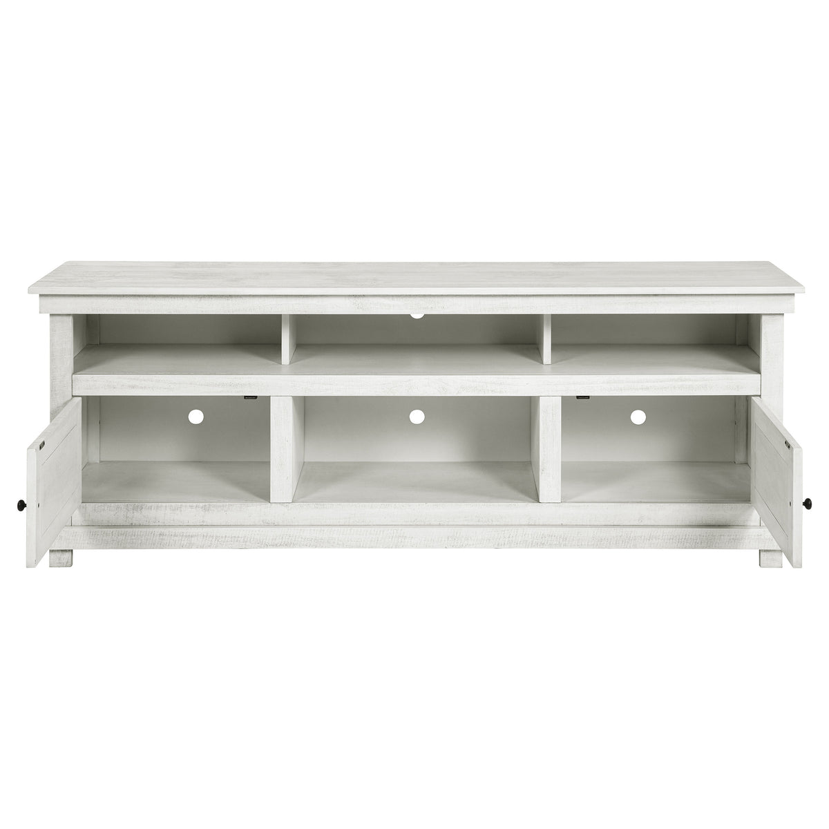Payne 70" TV Stand - Farmhouse Media Console with Cabinets & Open Shelves in Distressed White – view 4