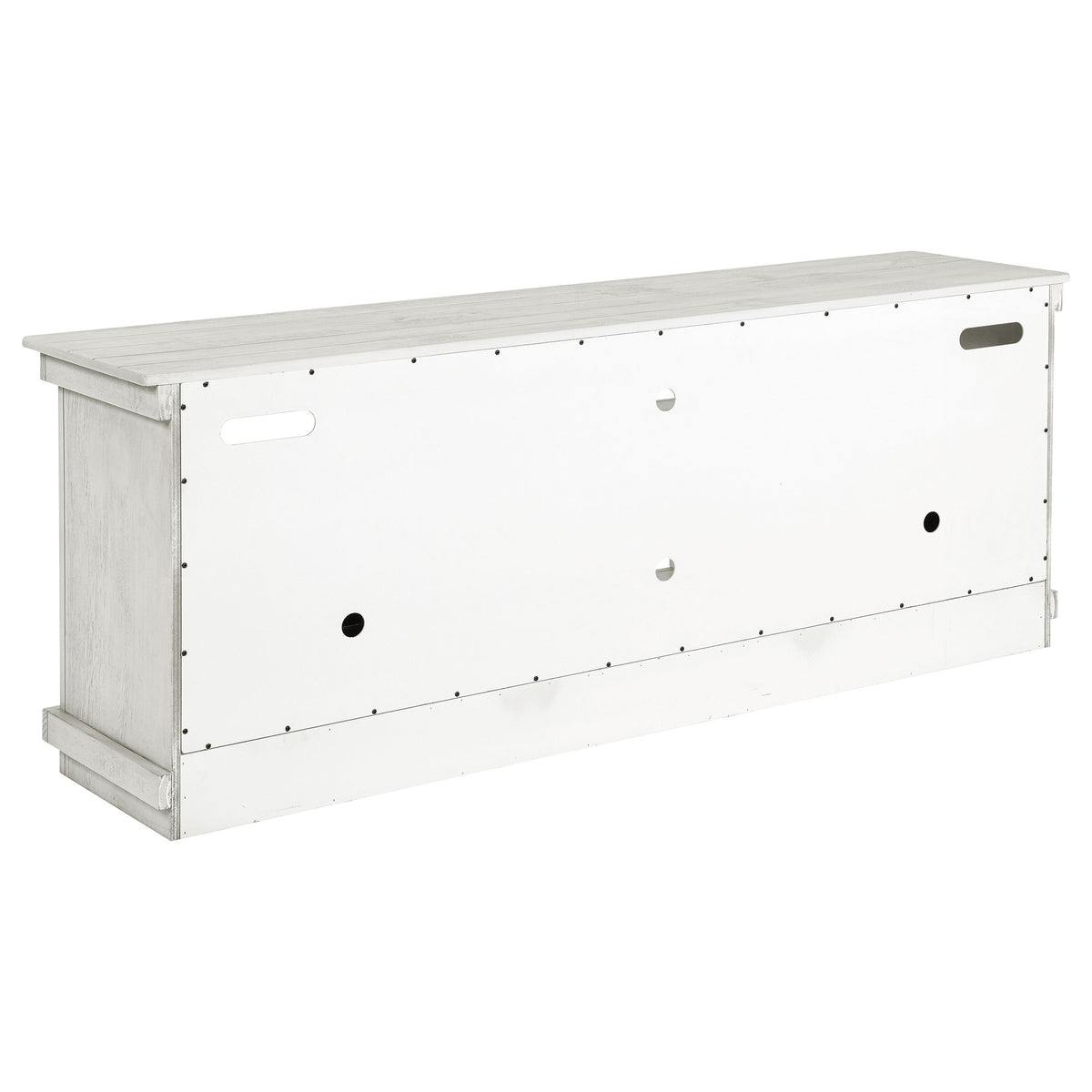 Payne 70" TV Stand - Farmhouse Media Console with Cabinets & Open Shelves in Distressed White – view 7