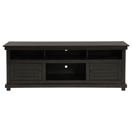 Payne 70" Farmhouse TV Stand - Distressed Java Pine with Cabinets & Open Shelves – view 3