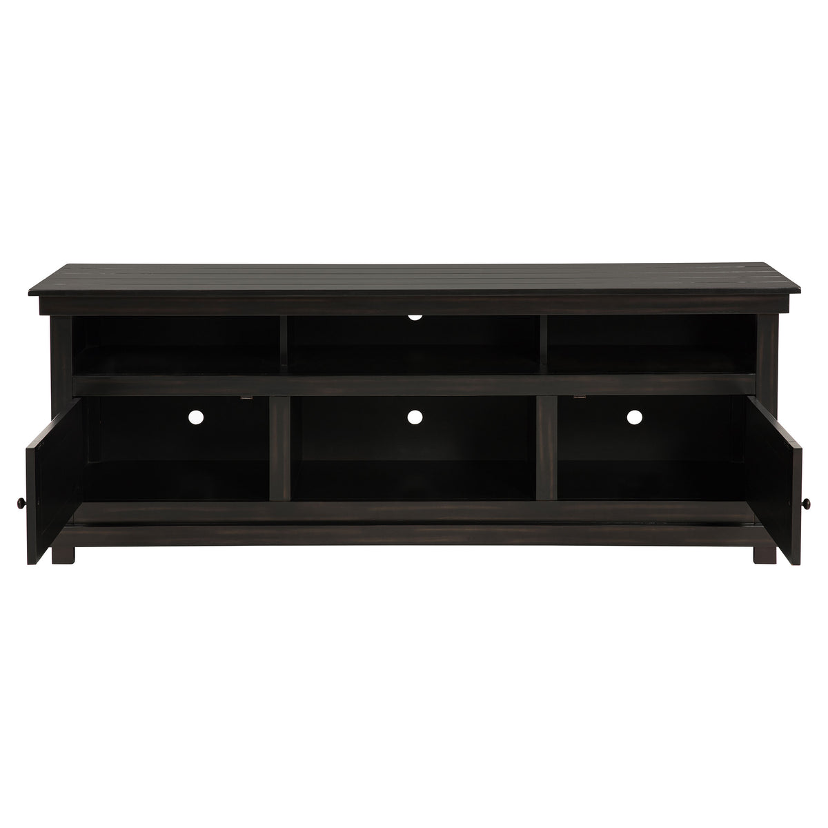 Payne 70" Farmhouse TV Stand - Distressed Java Pine with Cabinets & Open Shelves – view 4
