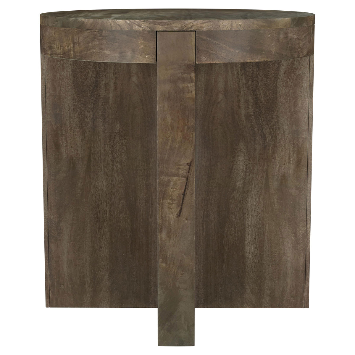 Kinkaid Round Solid Mango Wood Coffee & End Table - Thick Slab Legs in Dark Brown – view 18