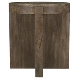 Kinkaid Round Solid Mango Wood Coffee & End Table - Thick Slab Legs in Dark Brown – view 18