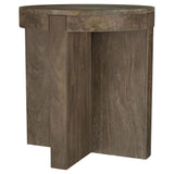 Kinkaid Round Solid Mango Wood Coffee & End Table - Thick Slab Legs in Dark Brown – view 19