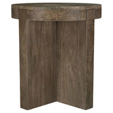 Kinkaid Round Solid Mango Wood Coffee & End Table - Thick Slab Legs in Dark Brown – view 20