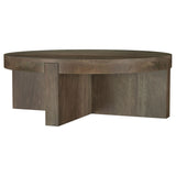 Kinkaid Round Solid Mango Wood Coffee & End Table - Thick Slab Legs in Dark Brown – view 7