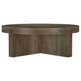 Kinkaid Round Solid Mango Wood Coffee & End Table - Thick Slab Legs in Dark Brown – view 8