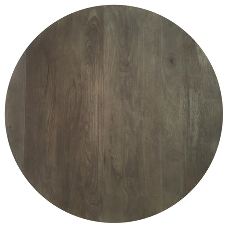 Kinkaid Round Solid Mango Wood Coffee & End Table - Thick Slab Legs in Dark Brown – view 9