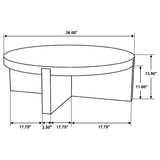 Kinkaid Round Solid Mango Wood Coffee & End Table - Thick Slab Legs in Dark Brown – view 10