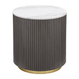 Jason Round White Marble Top Coffee Table, End Table & Sets - End Table