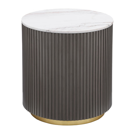 Jason Round White Marble Top Coffee Table, End Table & Sets - End Table