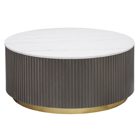 Jason Round White Marble Top Coffee Table, End Table & Sets - Coffee Table