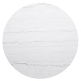 Jason Round White Marble Top Coffee Table, End Table & Sets - Reeded Charcoal Drum Base with Gold Ring – view 6