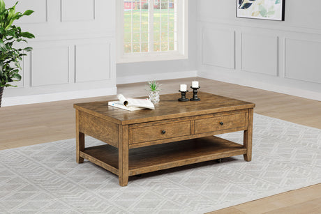 Payne 48" Lift-Top Coffee Table on Casters - Distressed Brown with Hidden Storage & Lower Shelf – view 1