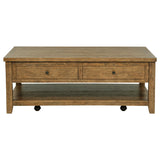 Payne 48" Lift-Top Coffee Table on Casters - Distressed Brown with Hidden Storage & Lower Shelf – view 5