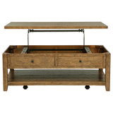 Payne 48" Lift-Top Coffee Table on Casters - Distressed Brown with Hidden Storage & Lower Shelf – view 6