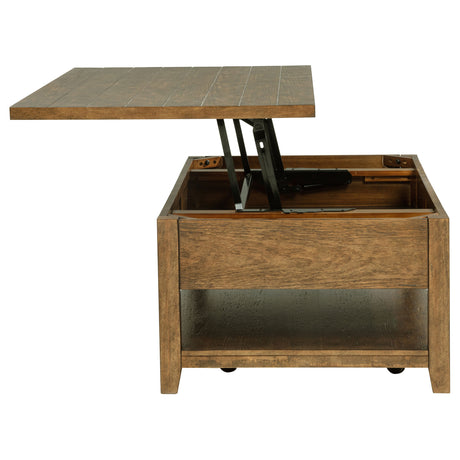 Payne 48" Lift-Top Coffee Table on Casters - Distressed Brown with Hidden Storage & Lower Shelf – view 8