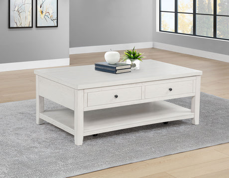Payne 48" Lift-Top Coffee Table with Storage & Casters - Coastal Distressed White Pine – view 1