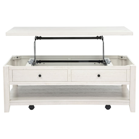 Payne 48" Lift-Top Coffee Table with Storage & Casters - Coastal Distressed White Pine – view 6