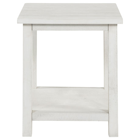 Payne Coffee Table, End Tables & Console - Farmhouse Distressed White with Lower Shelves – view 17
