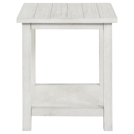 Payne Coffee Table, End Tables & Console - Farmhouse Distressed White with Lower Shelves – view 18