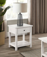 Payne Coffee Table, End Tables & Console - Farmhouse Distressed White with Lower Shelves - lifestyle