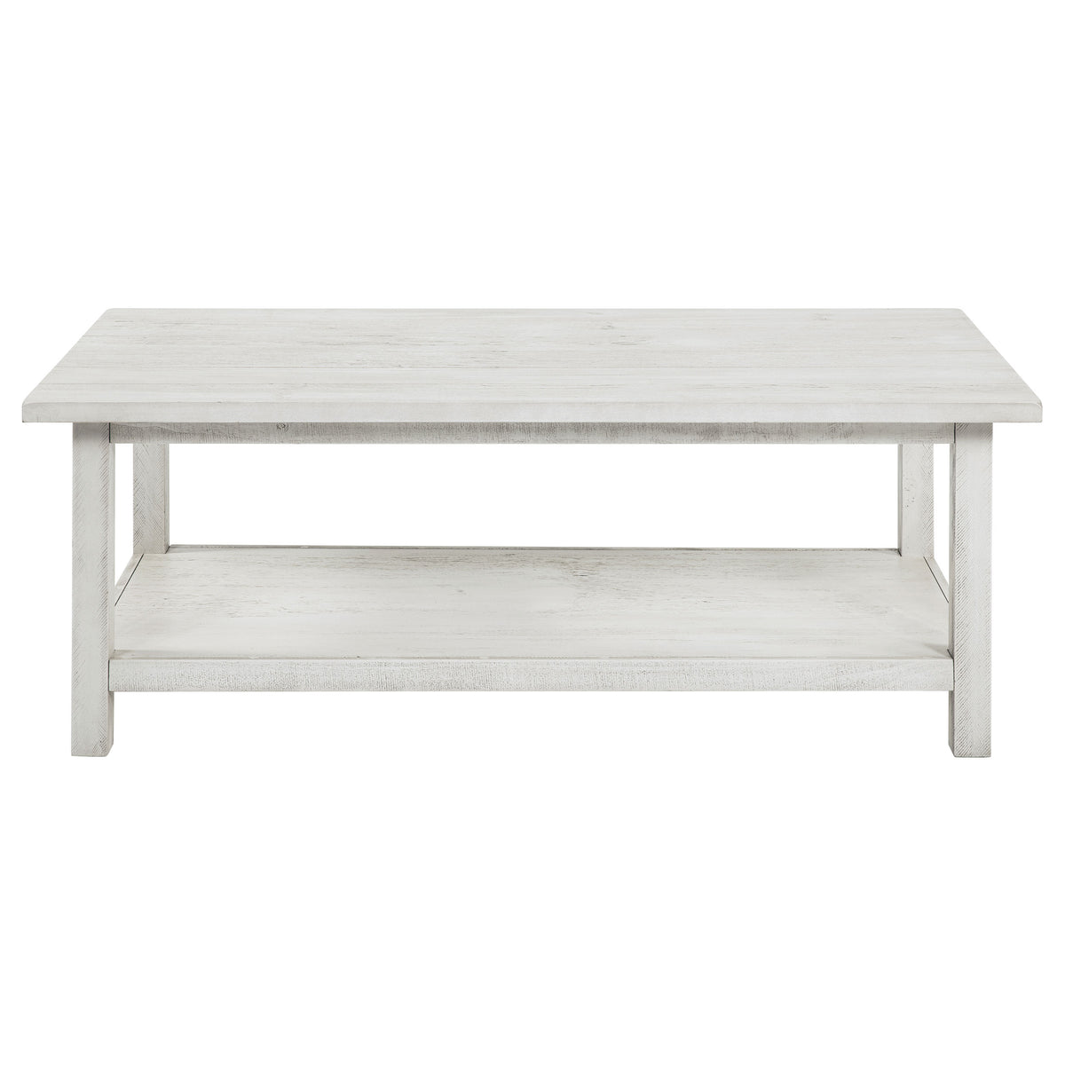 Payne Coffee Table, End Tables & Console - Farmhouse Distressed White with Lower Shelves – view 10