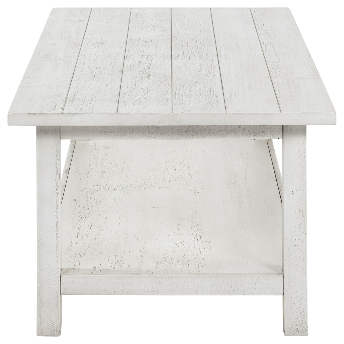 Payne Coffee Table, End Tables & Console - Farmhouse Distressed White with Lower Shelves – view 11