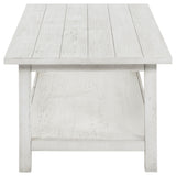 Payne Coffee Table, End Tables & Console - Farmhouse Distressed White with Lower Shelves – view 11