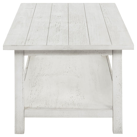 Payne Coffee Table, End Tables & Console - Farmhouse Distressed White with Lower Shelves – view 11