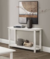 Payne Coffee Table, End Tables & Console - Farmhouse Distressed White with Lower Shelves - lifestyle